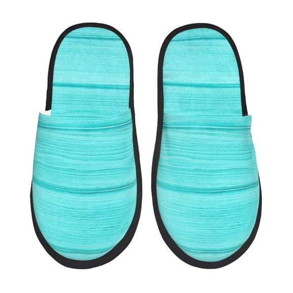Yiaed Turquoise Wooden Print Unisex House Slippers, Slip on Warm Shoes Indoor Outdoor with Anti-slip sole-Medium