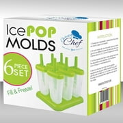 Chuzy Chef Ice Pop Maker Popsicle Mold Set with Tray and Drip Guard, Green - Pack of 6
