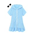 thumbnail image 1 of Traje de baño con cubierta LUCKYGAL para niñas grandes, playa, toalla azul, talla 12-13, 1 of 6