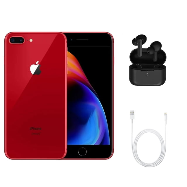 iPhone 8 Plus Remis à Neuf (Entièrement Déverrouillé) 256 Go Rouge, avec Écouteurs Sans Fil