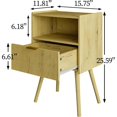 thumbnail image 3 of Mesita de noche moderna con cajón de almacenamiento, estante de madera abierto, mesita de noche decorativa con patas de madera maciza, 3 of 4