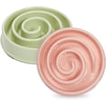 thumbnail image 1 of Cuenco interactivo para perros, plato para mascotas con comedero lento en espiral (rosa y verde), 1 of 5