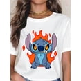 thumbnail image 1 of Disney Cute Stitch In Flames T-Shirt Unisex All size S-3XL, 1 of 4
