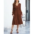 thumbnail image 4 of Women's Spring Dress, Long Sleeve Mini Tunic Casual V Neck Wedding Guest Dresses, 4 of 7