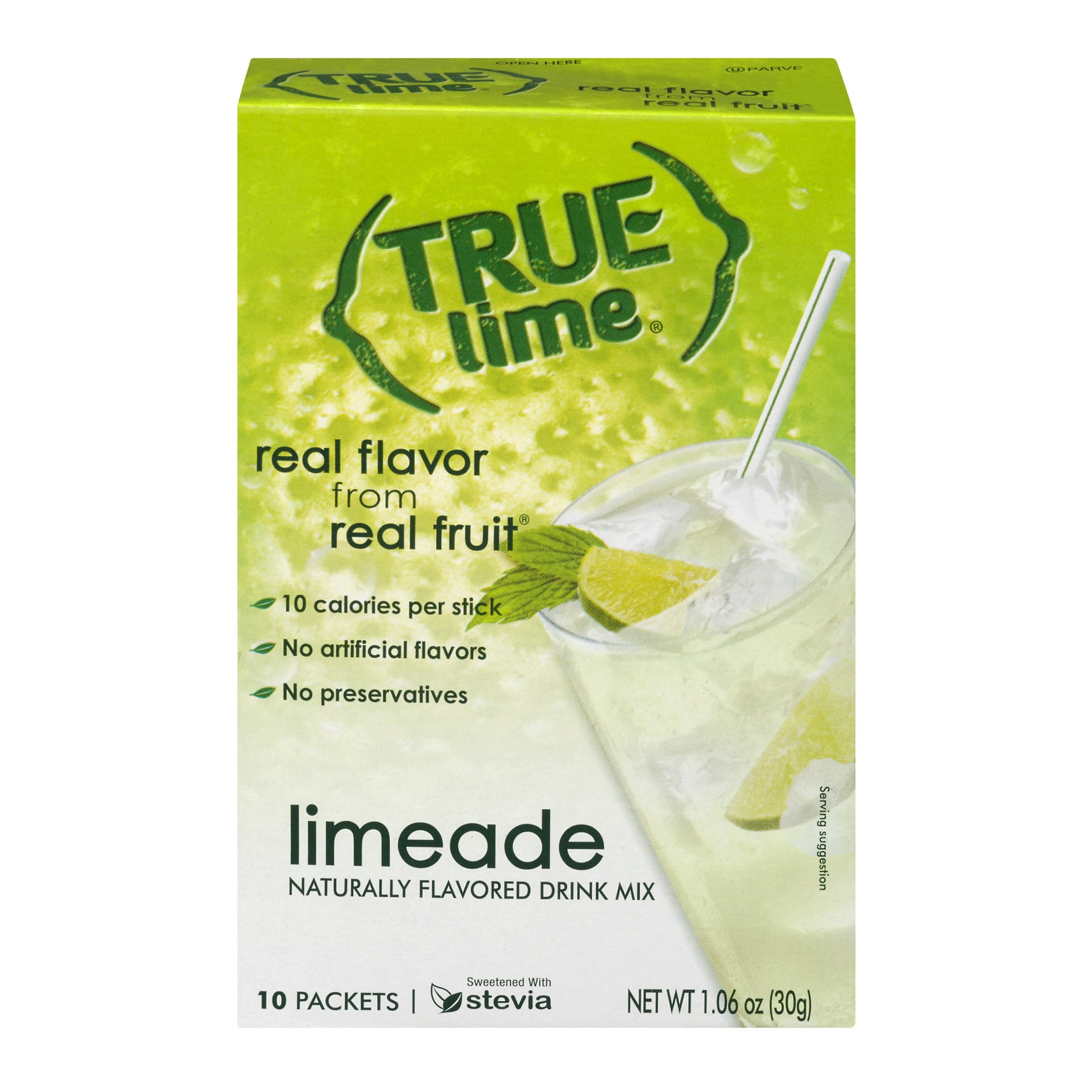 True Lime Drink Mix, 1.06 Oz, Limeade, 10 Packets