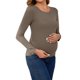 thumbnail image 4 of INSPIRE CHIC Camisetas de Maternidad con Fruncidos de Mujer, Camisas de Manga Larga, Blusas Casuales, Camiseta Básica Ropa 2025 Pequeña Camel, 4 of 6