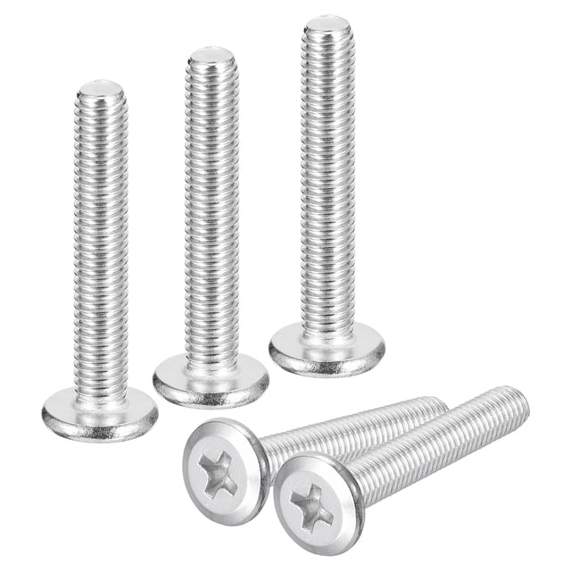 Uxcell M5x30mm Vis de Tête de Phillips à Tête Ronde Plate, Lot de 50 Vis de Machine d'Entraînement en Acier Inoxydable 304