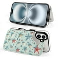 thumbnail image 4 of Compatible with iPhone 11 12 13 mini 14 15 16 Pro Max Plus Wallet Case with Card Holder, PU Leather Kickstand Card Slots Case ( Starfish Shells Blue, iPhone 13 Pro), 4 of 7