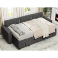thumbnail image 4 of YESHOMY Sofa Bed Reversible Convertible Sleeper Pull Out Couches with Storage Chaise, Linen Fabric Furniture for Living Room, Bedroom, Apartment, Dark Gray, 4 of 10