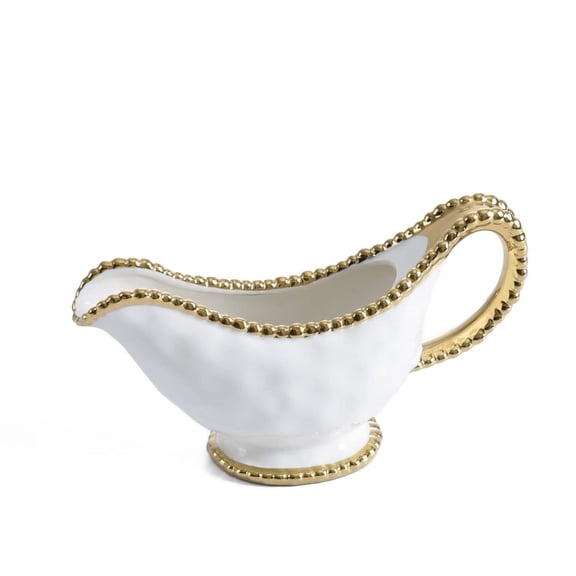 Pampa Bay Golden Salerno Gravy Boat, 3"W x 9"H, White and Gold