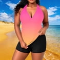 thumbnail image 2 of Miluxas Women Two Piece Swimsuit Fashion Gradient Color Swim Tank Top Built in Bra Bathing Suit with Shorts Modest Swimwear Hot Pink, 2 of 7