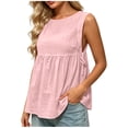 thumbnail image 2 of Women's Tank Top, Fashion Casual Summer Solid Color Round Neck Sleeveless Pullover Side Split Top, Loose Fit Cami with Side Tie, Trendy Blouse for Daily, 2 of 7