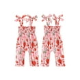 thumbnail image 2 of Rovasas Toddler Baby Girl Smocked Overalls Strawberry Tie Shoulder Jumpsuit, 2 of 9