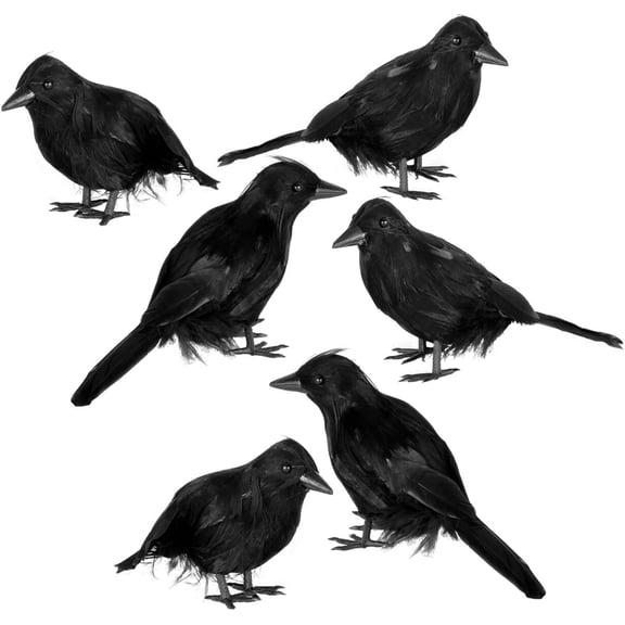 Joyfy 6 Pcs Halloween Crow Decorations,Vintage Indoor Halloween Window Tree Graveyard Decorations,Haunted Mansion Decor,Halloween Props