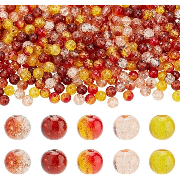 500PCS Glass Beads 5 Colors 6mm Glass Round Beads Loose Beads for Fall Harvest Thanksgiving Beading Friendship Bracelet Necklace Earrings Jewelry Making