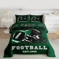 thumbnail image 2 of Manfei Ensemble de Douillette Grand de Style Moderne Rugby City pour Ado, Ensembles de Literie à Imprimé Soccer Vert, Ensemble de Douillette Réversible pour Amateur de Sports de Soccer, Déco de Chambre Super Douillette, 3 Pcs, 2 of 6