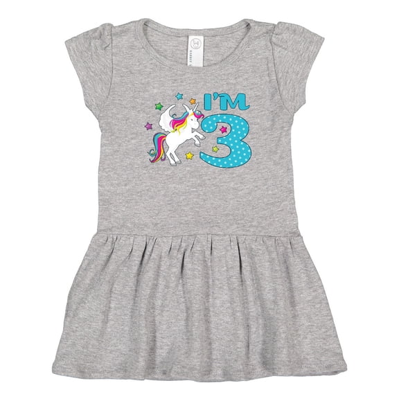 Inktastic I'm Three - Unicorn, 3rd Birthday Girls Toddler Dress