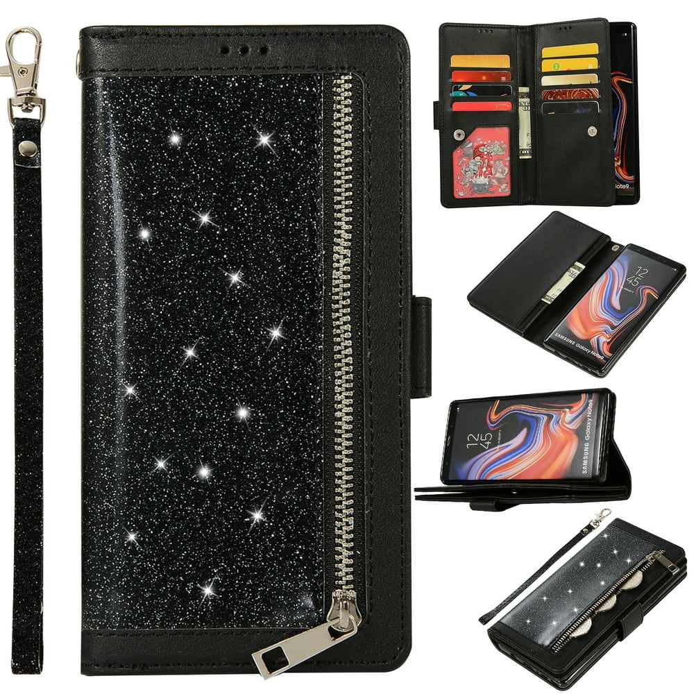 Zipper Wallet Case for Samsung Galaxy Note 9 Phone, Allytech Bling