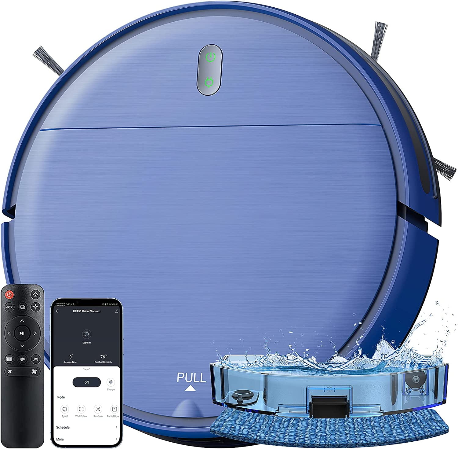 ONSON BR151 Robot Vacuum Cleaner, Robot Vacuum and Mop Combo Compatible with Alexa, Blue
