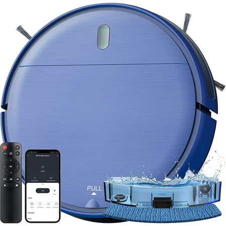 Robot Vacuum Cleaner, Robot Vacuum and Mop Combo Compatible with Alexa/WiFi/App, Self-Charging, 230ML Water Tank for Pet Hair, Hard Floors and Low Pile Carpet (Blue)