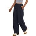 thumbnail image 3 of Sundazz Womens Wide leg Pants Drawstring Lightweight Pants Loose Travel Casual Pants with Pockets, 3 of 8