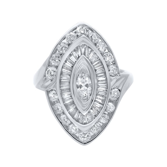 Rachel Koen Diamond Cocktail Ring 14K White Gold 2.00 Cttw Size 8