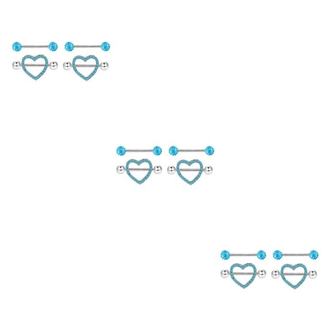 Minnieouse 4 piezas anillos para pezones cuerpos de acero inoxidable adorno para accesorio de joyería mujer decoración de pecho para niña azul Type1 NO1 Minnieouse CBP270788