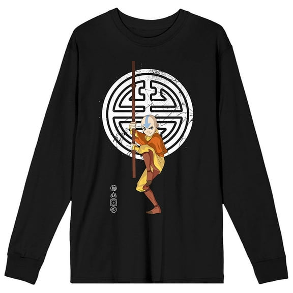 Avatar the Last Airbender Aang Character Black Long Sleeve Graphic Tee - XL