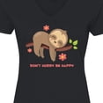 thumbnail image 4 of Inktastic Don't Hurry Sloth Women's V-Neck T-Shirt, 4 of 5