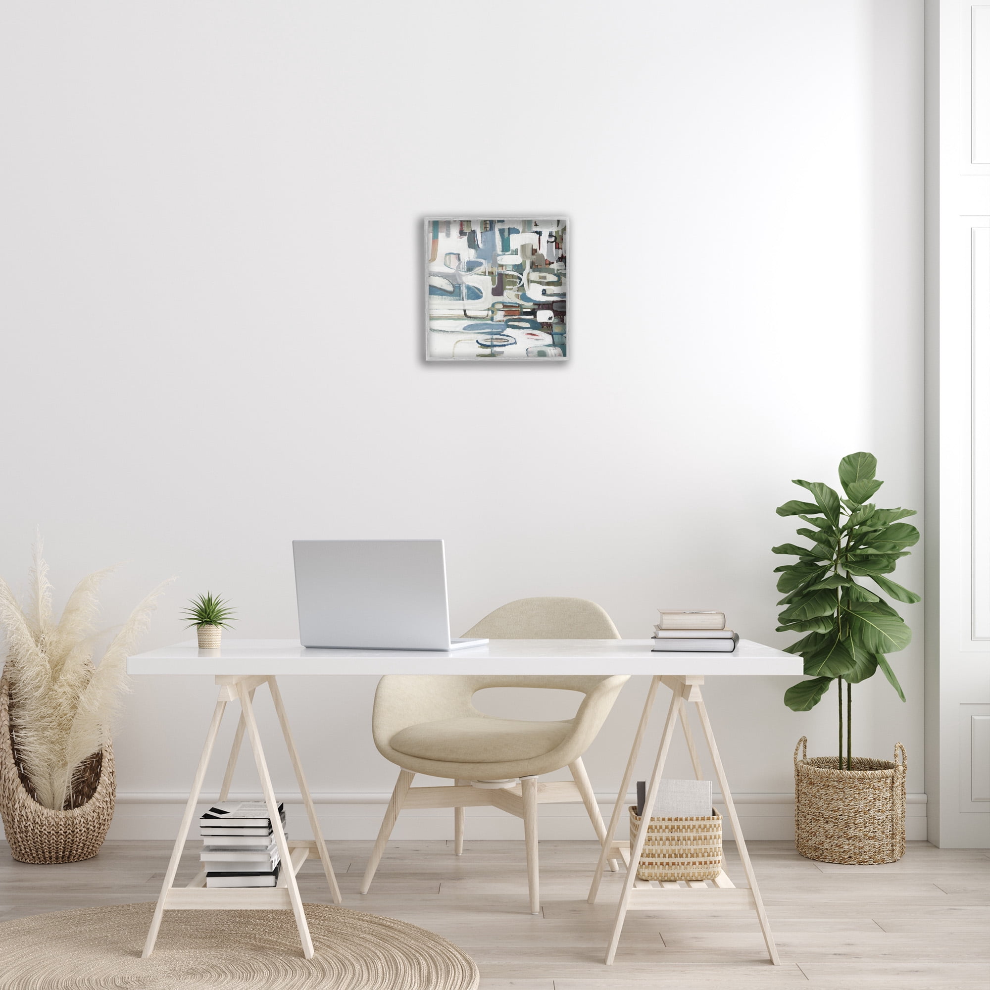 Stupell Industries Abstract Geometric Forms Abstract Painting Gray Framed Art Print Wall Art, 17 x 17