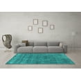 thumbnail image 3 of Ahgly Company Machine Washable Indoor Square Oriental Turquoise Blue Industrial Area Rugs, 3' Square, 3 of 4