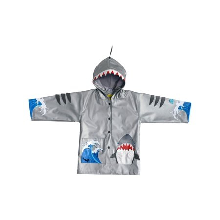 - Kidorable Little Boys Grey Shark Mouth Pocket Gills Hooded Rain Coat 2T-6X