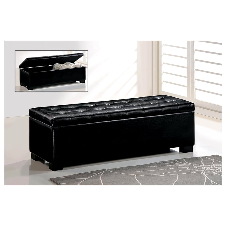 Baxton Studio Roanoke Contemporary Storage Ottoman, Black photo 6