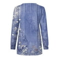 thumbnail image 5 of QUYUON Womens Sweatshirts No Hood Deals Half Zip Sweatshirts Women Floral Print Casual Crew Neck Long Sleeve Shirts Quarter Zip Pullover Tops Soft Lightweight Sweatshirts Blue-F M, 5 of 5
