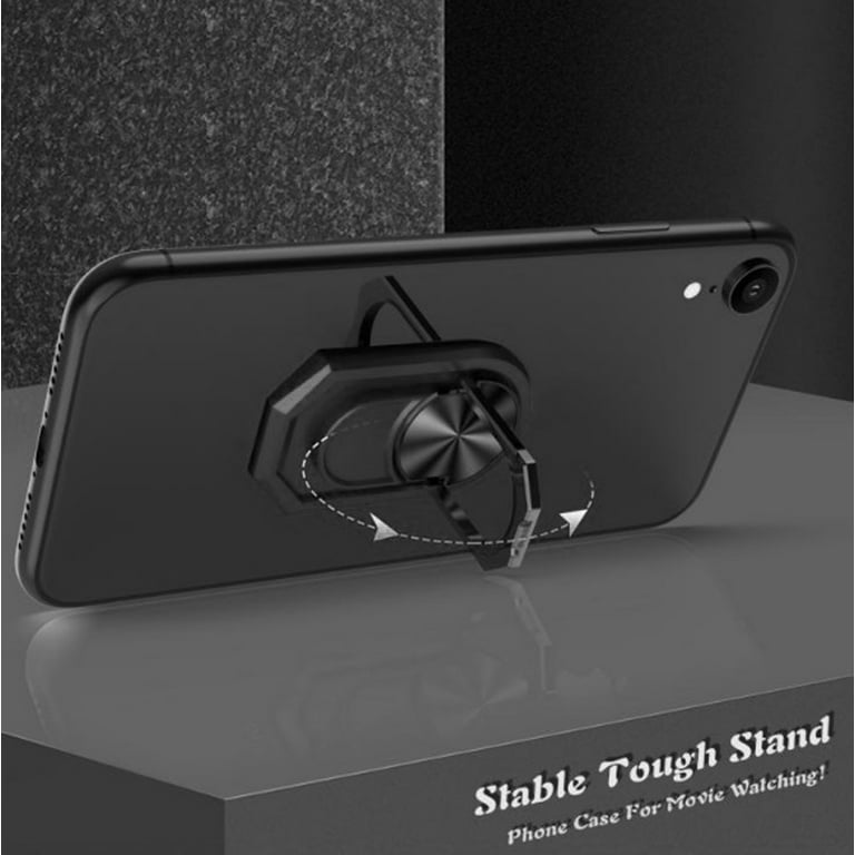 Stand Case Compatible for BLU Studio X10L 2022 Phone Case PC backplane +  Silicone Soft Frame Cover [360 Metal Ring, Magnetic Car Mount] TZZH-LV