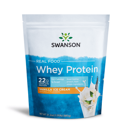Swanson Real Food Vanilla Ice Cream Flavor Whey Protein Powder, 31.2