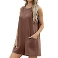 thumbnail image 4 of Cueply Women's Romper Summer Short Overalls Sleeveless Casual Jumpsuits Round Neck Loungewear Tank Tops Loose Fit with Pockets, 4 of 7