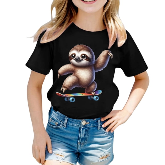 Vêtements pour Filles Imprimés Manches Courtes Col Rond Été Tenues Mignonnes pour Filles 10-11 Ans