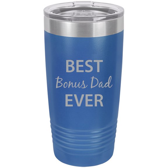 Best Bonus Dad Ever Stainless Steel Engraved Insulated Tumbler 20 Oz Travel Coffee Mug, Blue
