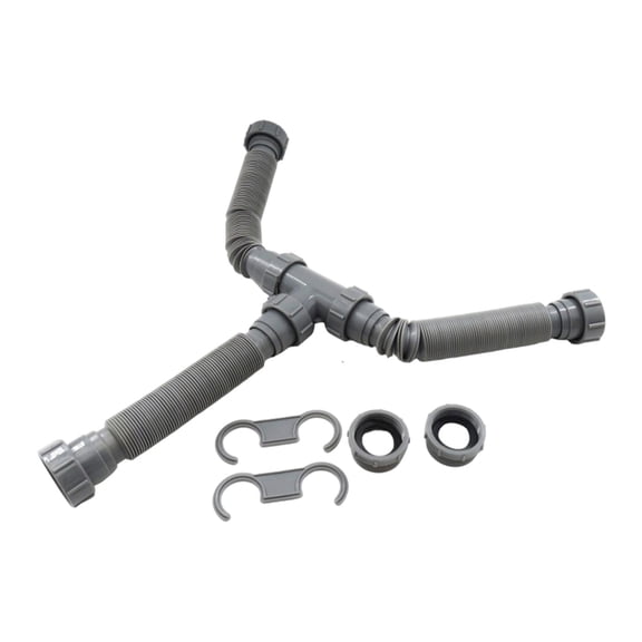 Double Sink Drain Kit Flexible P Trap Pipe Expandable from 20cm to 80cm for Kitchen and Bathroom Plumbing