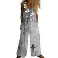thumbnail image 2 of Blmnix Overalls Sweat Pants for Women Boho Pants Palazzo Pants High Gray Full Flare-Leg Heated Pants for Women,L, 2 of 7
