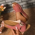 thumbnail image 6 of Bkhluea Women Wedge Slide Sandals Open Toe Flower Decor Slip On Shoes for Summer Daily Walking Casual Outdoor Beach Travel, 6 of 7
