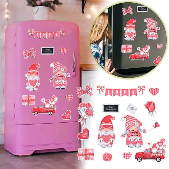Gytml Valentine'S Day Refrigerator Decoration Waterproof Valentine’S Day Love Fridge Car Garage Door Stickers For Holiday Home Kitchen Decoration Pink-15cm
