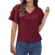 thumbnail image 5 of Fiudx Ofertas Del Día Blusas y Camisas de Manga Corta con Cuello En V para Mujer, Informales, a La Moda, Primavera y Verano, 5 of 7