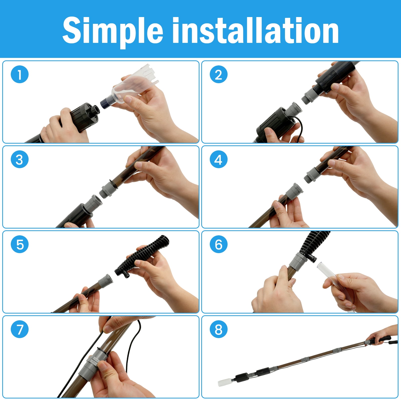 6 In 1 Automatic Aquarium Gravel Cleaner with Strong Suction,Vacuum Cleaner Kit Fish Tank Cleaner Fish Tank Vacuum Electric Fish Tank Cleaning Tool for Wash Sand Water Changing