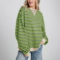 thumbnail image 4 of Womens Oversized Striped Sweatshirt Crewneck Long Sleeve Pullover Top Casual Y2K Fall Clothes 2025 Workout Shirt 01-Green S, 4 of 4