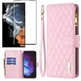 thumbnail image 1 of Tasnim Daimond Wallet Case for Samsung Galaxy S23 Case With Screen Protector (Pink), 1 of 5