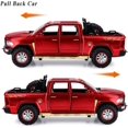 thumbnail image 4 of Toy Trucks for Boys RAM 1500 Pickup Truck Toys Diecast Metal Model Cars with Light and Sound Pull Back Car Toy for 3+ Year Old Kids (Red), 4 of 14