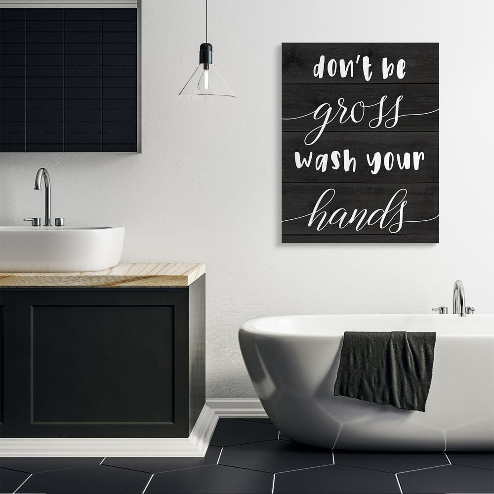 Stupell Industries Don't Be Gross Wash Your Hands Rustic Bathroom Quote Canvas Wall Art Design by Daphne Polselli, 36" x 48"