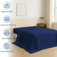 thumbnail image 3 of Amay Premium Organic Cotton Flat Sheet, 500 Thread Count Luxury Top Sheet, Cooling & Durable Bedding Sheets, Twin-XL, Navy Blue(70" x 102") 1 Piece, 3 of 7